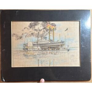 Vintage Stan Routh 1979 Limited Art Print with Signature Robert E. Lee Louisiana